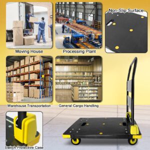 Platform Truck Cart 1000LBS Chinco Star Folding Push Cart Dolly Portable Moving Dolly Cart with 360° Swivel 5'' Wheels Heavy Duty Foldable Flatbed Cart for Hand Moving 2022 Upgrade (35L x24W x40H in)