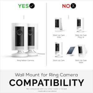 Adhesive Wall Mount for Ring Indoor Cam (2 Pack), Easy to Install Holder Hanger, No Tools Needed, No Mess, No Drilling, Strong VHB Mount, White by Brainwavz (WH02)