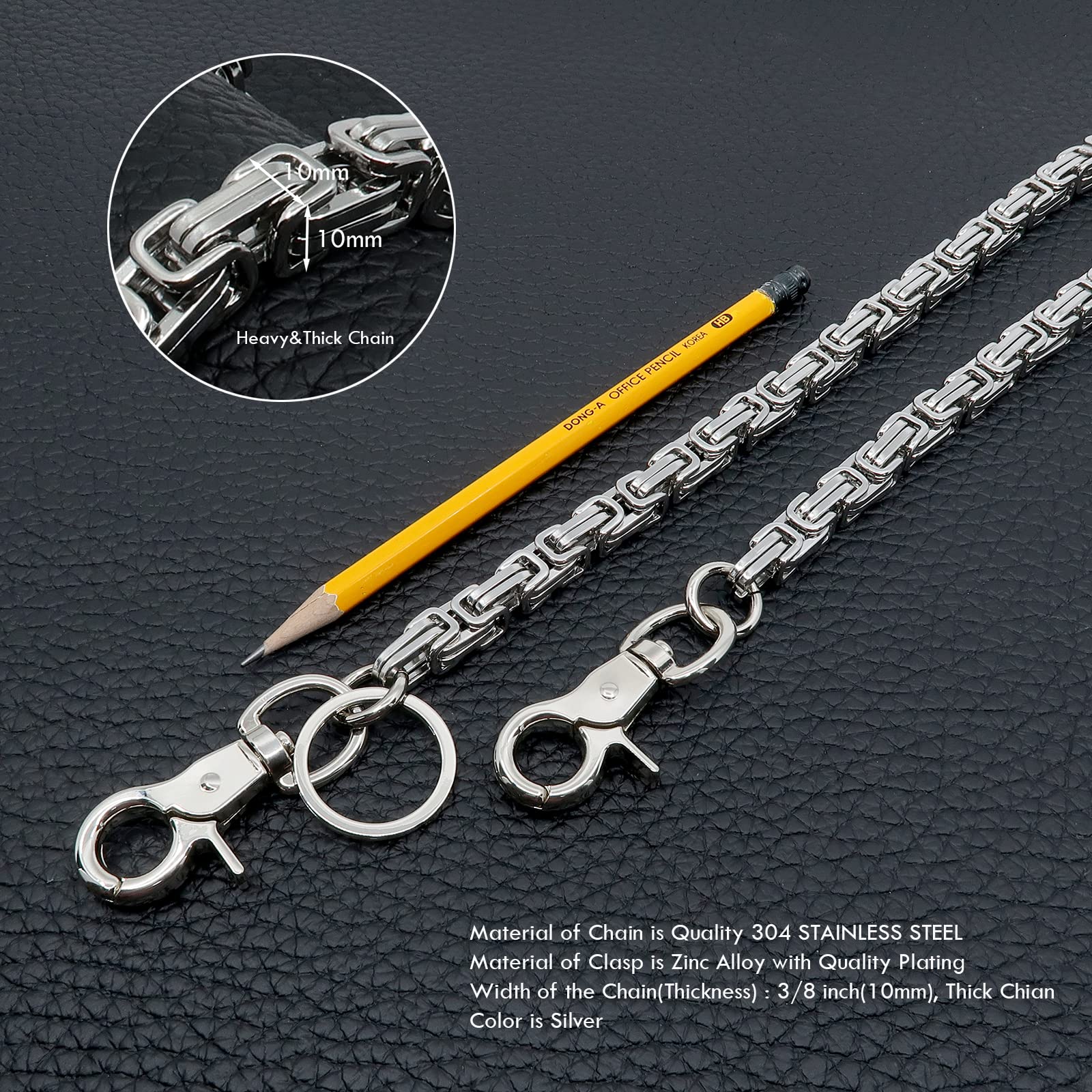 newtro Stainless Steel Wallet Chain for Men Women Boy Girl, Biker Motorcycle Pants Jean Punk Long Key Chain 24 inches (ST006-24)