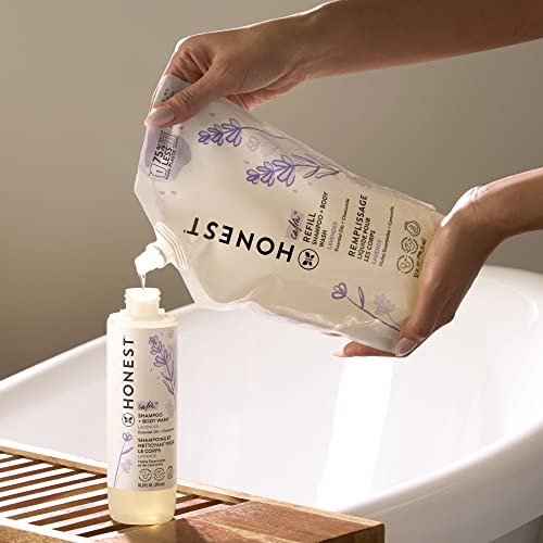 The Honest Company 2-in-1 Cleansing Shampoo + Body Wash Refill Pouch | Gentle for Baby | Naturally Derived, Tear-free, Hypoallergenic | Lavender Calm, 32 fl oz