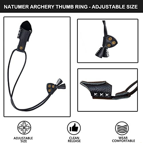 NATUMER Archery Thumb Ring Handmade Finger Protector Thumb Guard for Outdoor Shooting Accessories Finger Tab (Black)