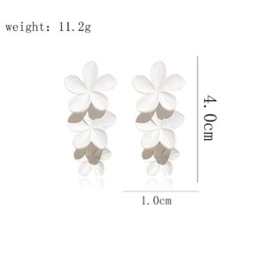 MIGUO STORE Bohemian Style Unique Baking Varnish Three-dimensional Flower Earrings Chic Seaside Holiday Drop Dangle Earrings For Women (WHITE Three-dimensional Flower Earrings)