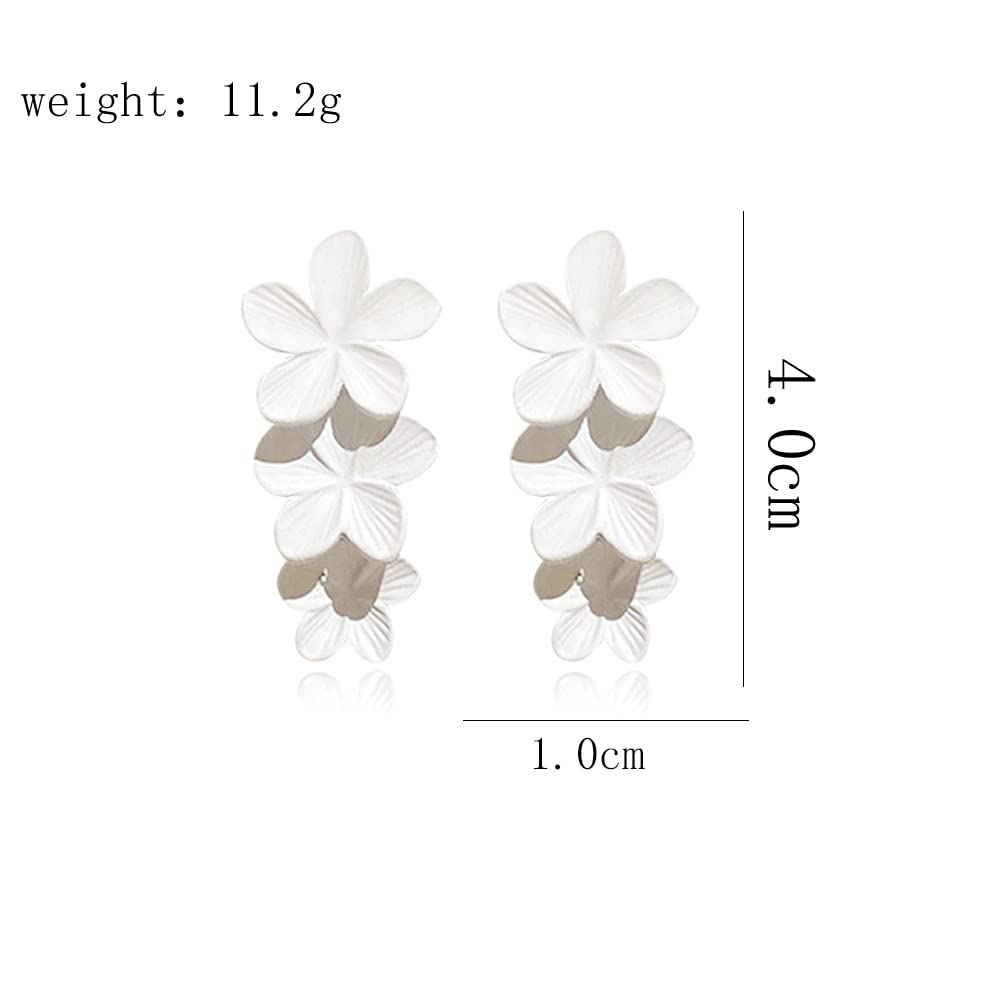 MIGUO STORE Bohemian Style Unique Baking Varnish Three-dimensional Flower Earrings Chic Seaside Holiday Drop Dangle Earrings For Women (WHITE Three-dimensional Flower Earrings)