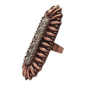 rosemarie & jubalee women's western style statement chunky adjustable band cowgirl chic cocktail ring (oval copper with silver tone, 2.5")