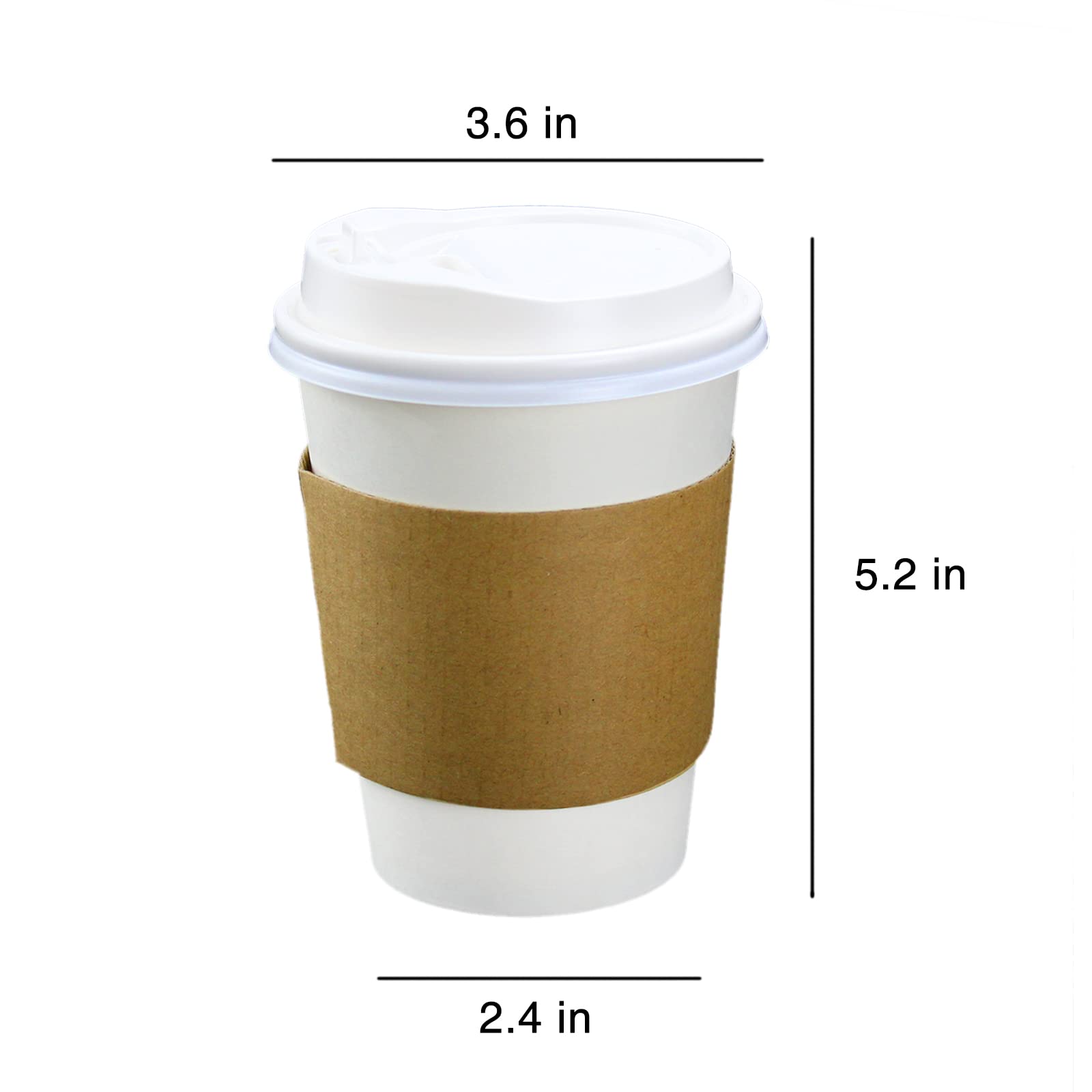 Disposable Coffee Cups with Lids, 12 oz 20 pcs White Paper Coffee Cups with Lids Drinking Cup for Water, Coffee or Tea