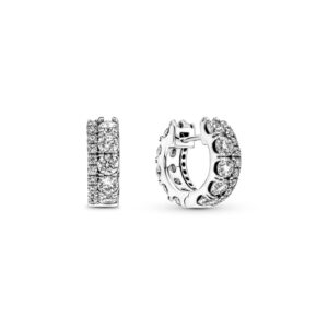 pandora double band pavé hoop earrings - classic jewelry for women - great gift for women - stunning women's earrings - sterling silver & cubic zirconia