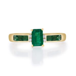 gin & grace 14k yellow gold natural zambian emerald ring with natural diamonds for women | ethically, authentically & organically sourced pear, square-cut emerald hand-crafted jewelry for her.