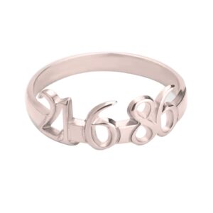 Suxerlry Sterling Silver 925 Personalized Date Number Plated Custom Stacking Rings Jewelry Rose Gold