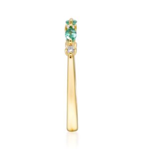 Gin & Grace 14K Yellow Gold Natural Zambian Emerald Ring with Natural Diamonds for women | Ethically, authentically & organically sourced Pear, Square-Cut Emerald hand-crafted jewelry for her.