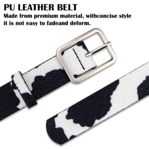 FERCAISH Milk Cow Pattern Belt, Fashion PU Leather Ladies Belt Animal Print Leather Belt Faux Leather Waist Belts for Jeans Pants Dresses