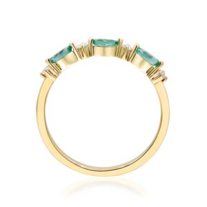 Gin & Grace 14K Yellow Gold Natural Zambian Emerald Ring with Natural Diamonds for women | Ethically, authentically & organically sourced Pear, Square-Cut Emerald hand-crafted jewelry for her.