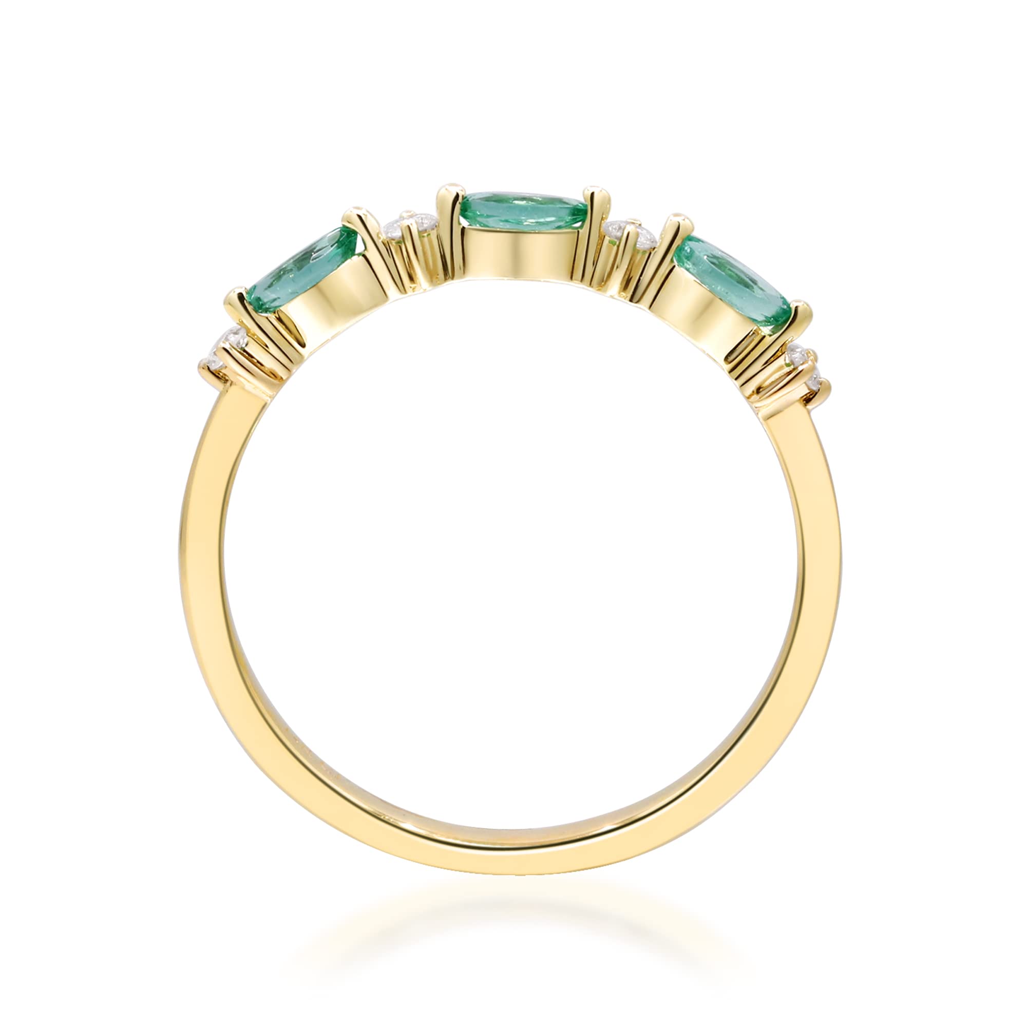 Gin & Grace 14K Yellow Gold Natural Zambian Emerald Ring with Natural Diamonds for women | Ethically, authentically & organically sourced Pear, Square-Cut Emerald hand-crafted jewelry for her.