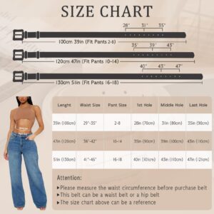 AWAYTR Leather Western Belts for Women - 2 pcs Ladies Vintage Design PU Leather Waist Plus Size Belt for Pants Dresses (White/Brown,39inch)