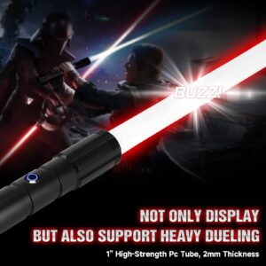 Light Saber with Motion Control, Heavy Dueling Lightsaber Smooth Swing 12 RGB Colors, 16 Fonts Sound Light Sabers Sword, Hilt Fx Lightsabers for Adults Kids Christmas Cosplay Gift Black E28