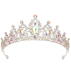 supoo tiaras for girls ab silver crown crystal princess crown headband birthday queen rhinestone shiny tiara for women princess decoration quinceanera crown for wedding party prom halloween