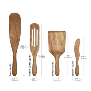 Mad Hungry, As Seen On TV, WKA 51218, 4-Piece Premium Acacia Wood Spurtle Set - Natural