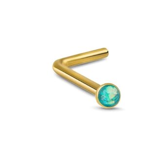 gold-tone 316l surgical steel lbend nose ring 2mm simulated faux teal opal 20g