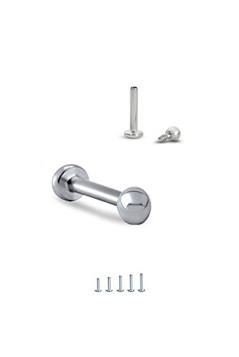 316L Surgical Steel Labret Style Nose Stud Internally Threaded Screw Post 9/32" 2.5mm Ball 16G