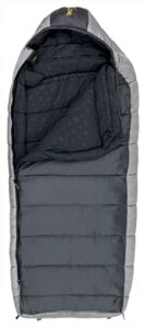 browning mckinley -30° sleeping bag - oversize insulated hooded rectangle made with ripstop outer and brushed polyester liner, with compression stuff sack, charcoal/gray