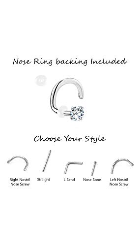 316L Surgical Steel Left Nostril Screw Nose Ring 2mm Simulated Faux Pink Opal 20G