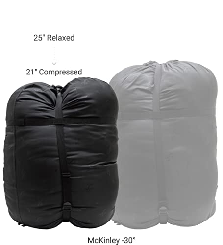 Browning McKinley -30° Sleeping Bag - Oversize Insulated Hooded Rectangle Made with Ripstop Outer and Brushed Polyester Liner, with Compression Stuff Sack, Charcoal/Gray