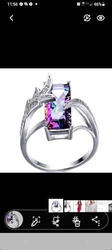 The Black Pearl, LLC Created Rectangular Rainbow Fire Mystic Topaz Ring with Silver Plated Band (8)