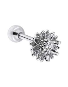 316l surgical steel ear cartilage helix tragus stud ring flower jewelry 16g