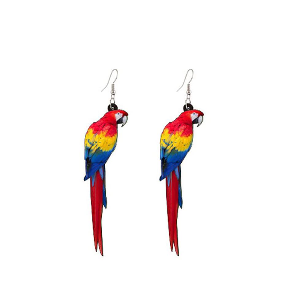 Colorful Parrot Dangling Hook Earrings for Women Cute Bird Animal Dangle Drop Silver Plated Pin Earring Lovely Boho Jewelry Gifts Hypoallergenic