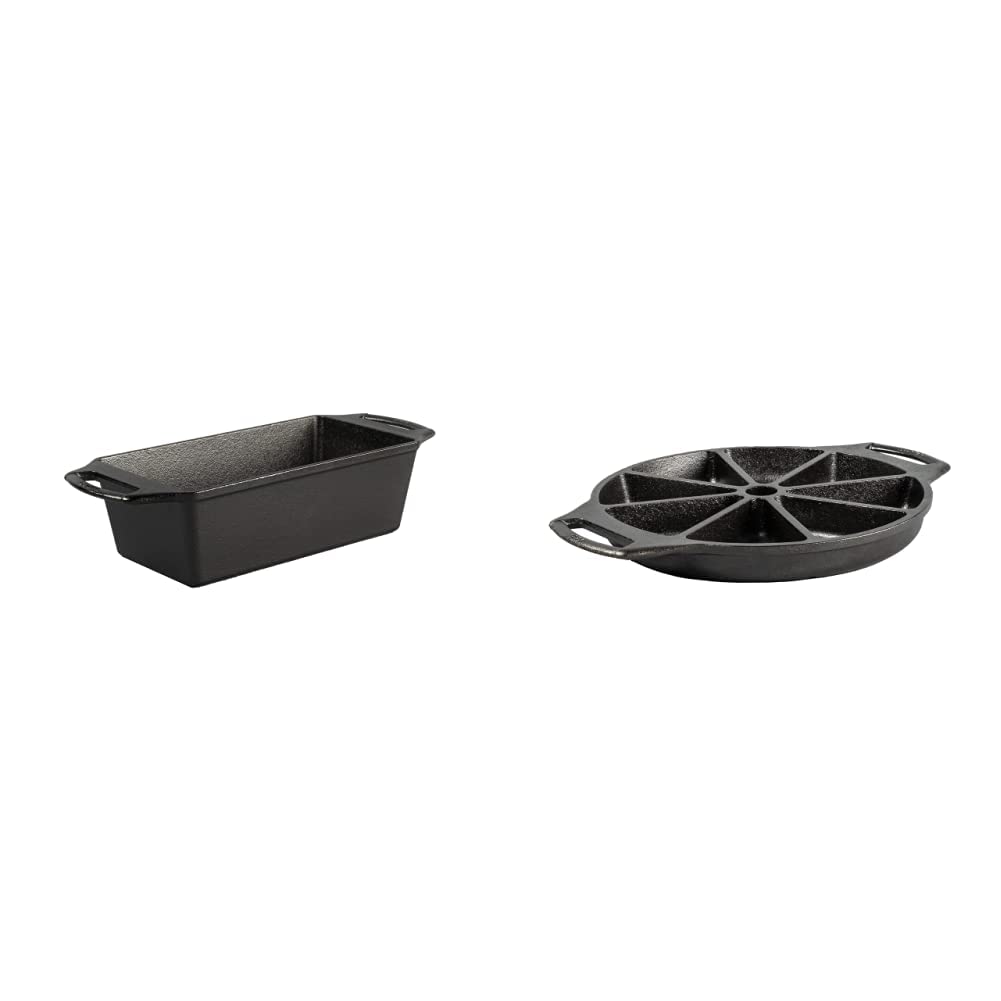 Lodge Cast Iron Loaf Pan 8.5x4.5 Inch and Wedge Pan Bundle