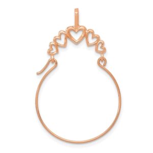 14k rose gold polished 5-heart charm holder pendant