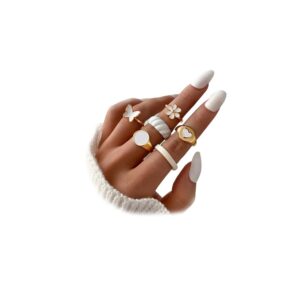 KISS WIFE 24Pcs Gold Knuckle Rings Set for Women, Vintage Stackable Boho Midi Finger Ring Sets, Cute Y2K Aesthetic Rings Pack Trendy Jewelry Gift for Her (6pcs style B)