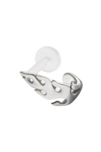 316l surgical steel & bioflex ear cartilage earring stud ring flame 16g