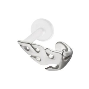 316L Surgical Steel & Bioflex Ear Cartilage Earring Stud Ring Flame 16G