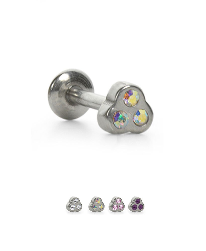 316L Surgical Steel Labret Style Nose Monroe Stud Purple 3 Stone 18G