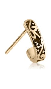 zircon gold-tone 316l surgical steel left nostril screw nose stud ring tribal nose hugger 20g