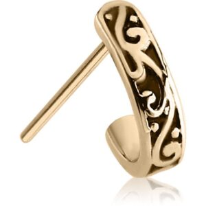 Zircon Gold-Tone 316L Surgical Steel Left Nostril Screw Nose Stud Ring Tribal Nose Hugger 20G