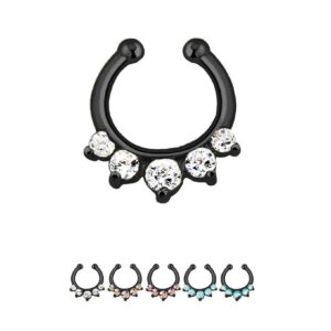 Fake Septum Clicker Clip On Non Piercing Nose Ring Hoop 5 Pack