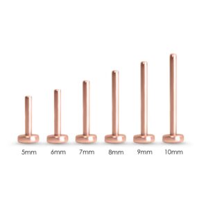 316 Stainless Steel Rose Gold-Tone Threadless Push Pin Nose Ring Labret Monroe Stud 4mm Prong Red Faux Opal 20G