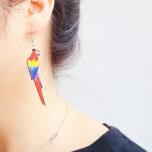 Colorful Parrot Dangling Hook Earrings for Women Cute Bird Animal Dangle Drop Silver Plated Pin Earring Lovely Boho Jewelry Gifts Hypoallergenic