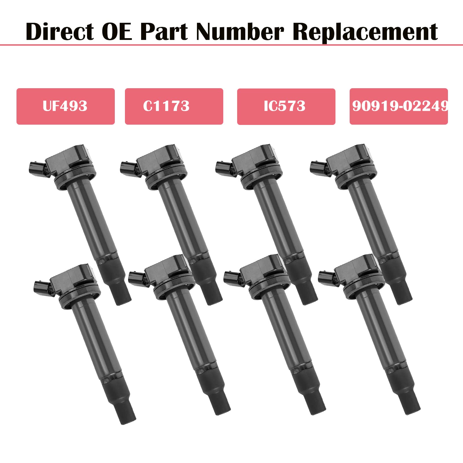 Set of 8 Ignition Coil Pack Fits for V8 4.7 4.3 2000 2001 2002 2003 2004 205 2006 2007 2008 2009 Toyota Tundra Sequoia Land Cruiser 4Runner LEXUS LX470 GX470 GS430 LS430 SC430 Replaces UF230 UF493