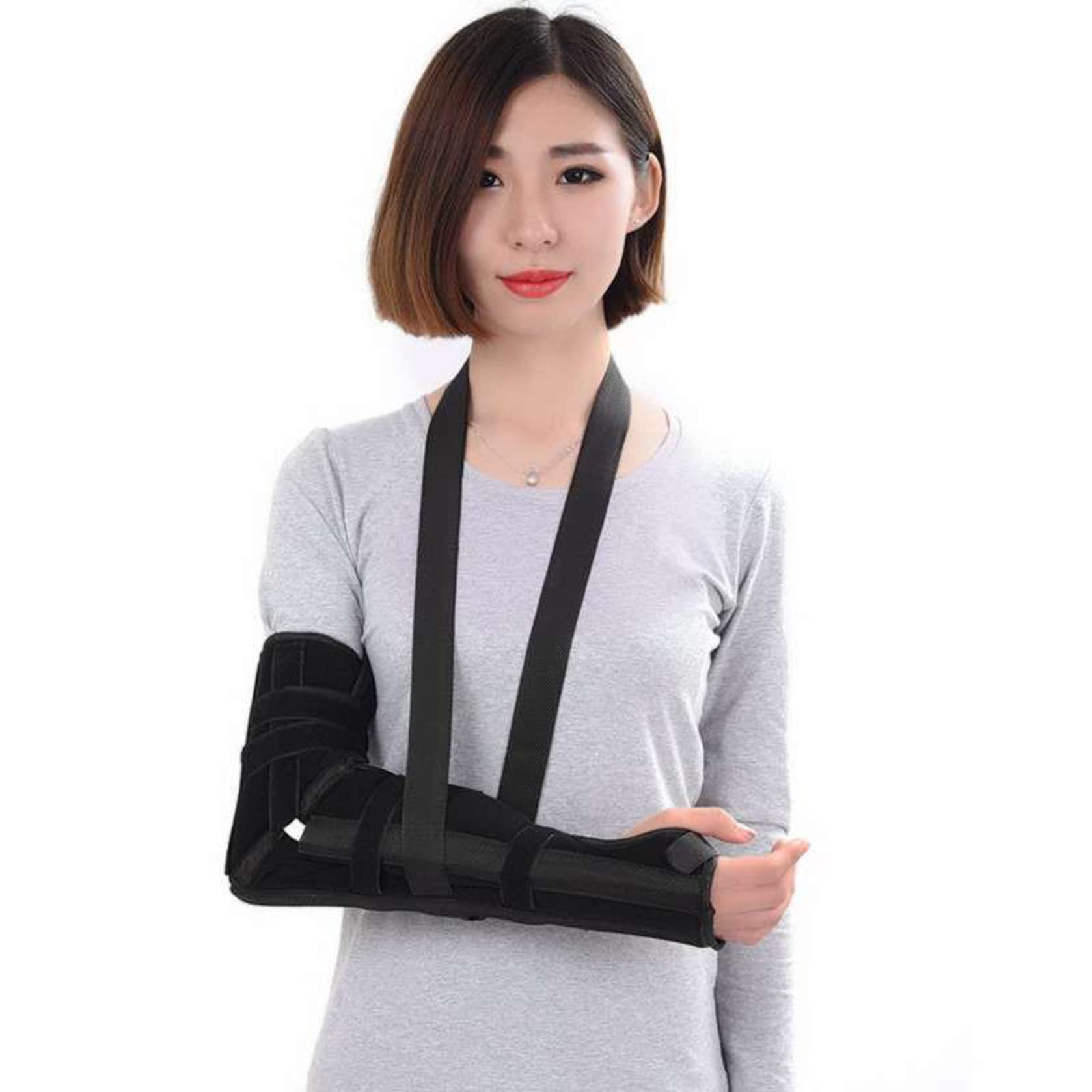 HSManLian Elbow Immobilizer Forearm Elbow Fixation Belt Brace for fixation after humerus injury Fracture Stabilizer Injuries Elbow Black S