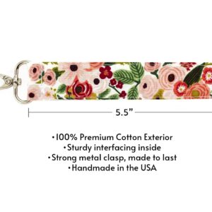 Pink Garden Floral Wristlet Keychain for Women | Pretty Floral Accessories | Key Fob | Wrist Key Chain | Gift for Her