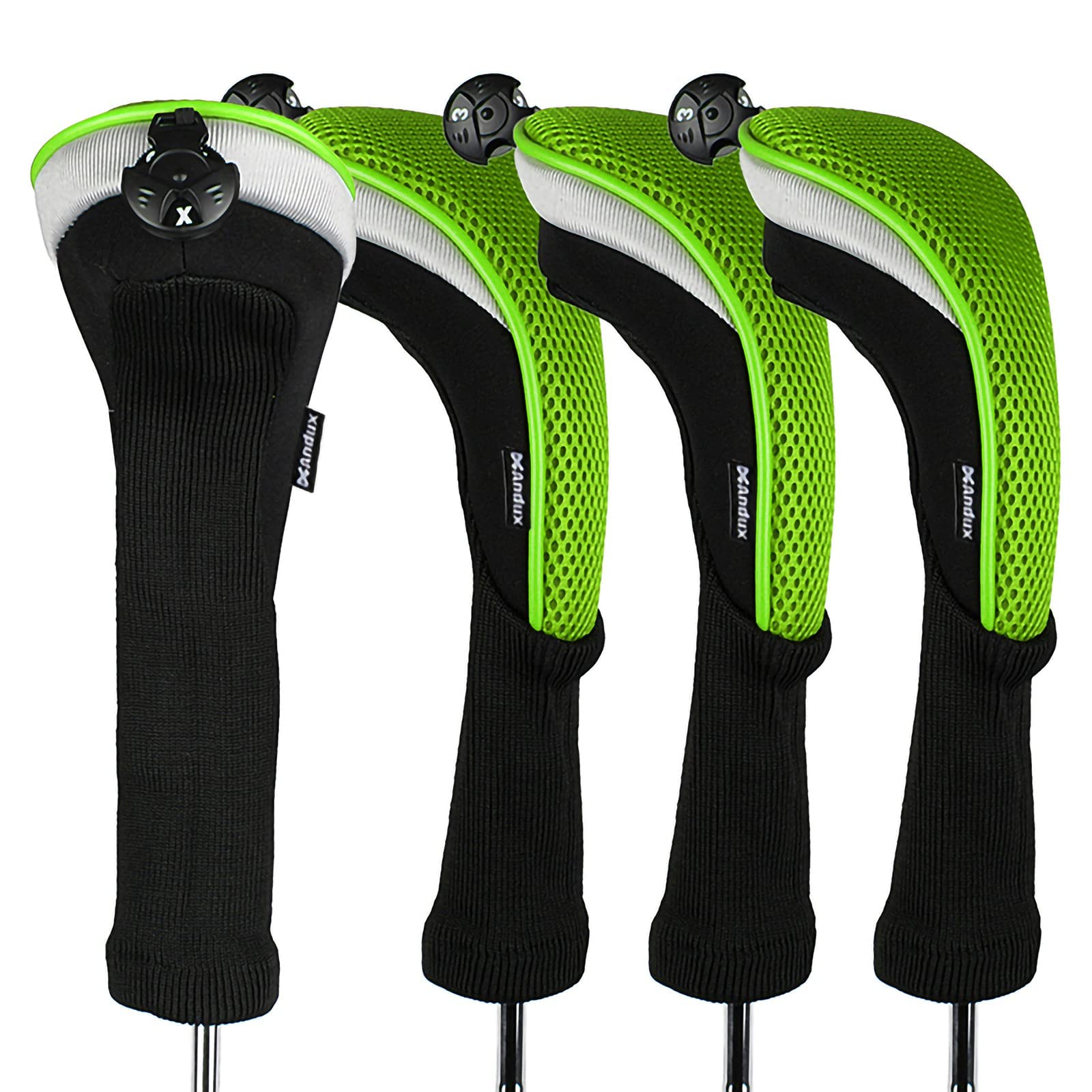 Andux Blade Putter Golf Head Cover + 4pcs/Pack Long Neck Hybrid Covers