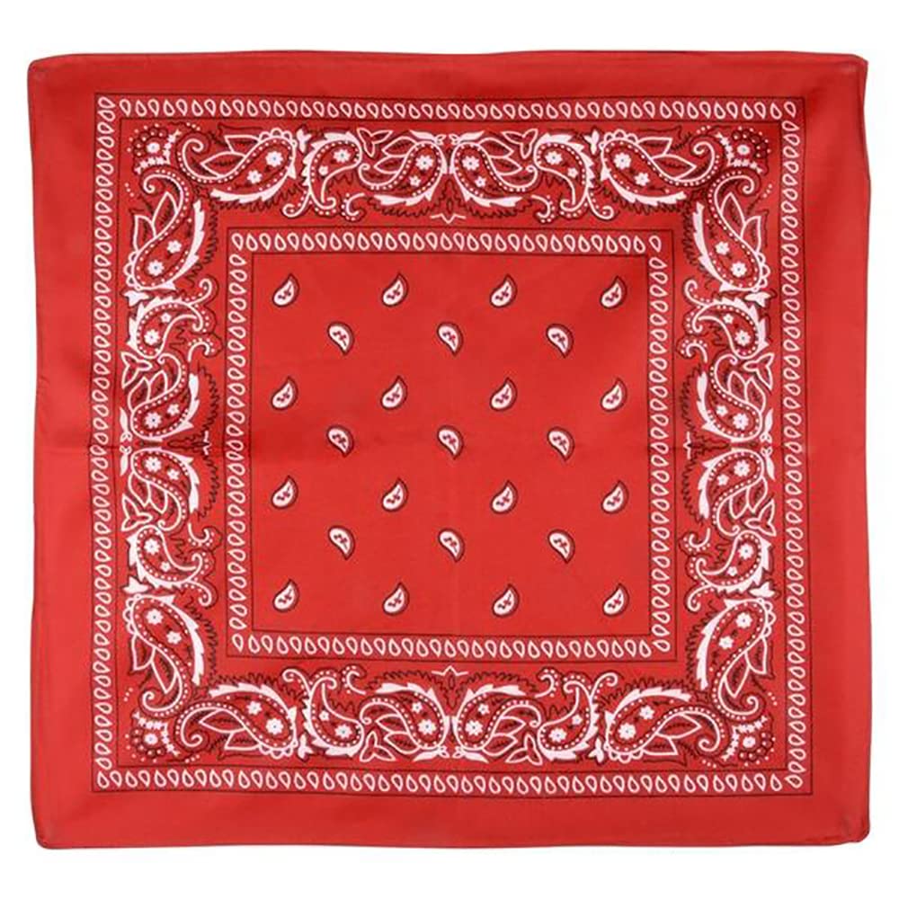 The Dreidel Company Classic Bandana Handkerchiefs, Southwestern Cowboy Design Fashion, Unisex Print Head Wrap, 19" (12-Pack, Red, Blue, Pink, White)