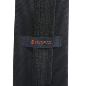 NEOVAT Men's Black Classic Woven Jacquard Solid Pre-Tied Adjustable Zipper necktie