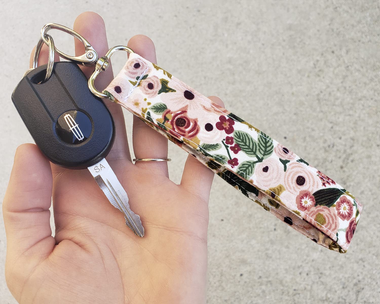 Pink Garden Floral Wristlet Keychain for Women | Pretty Floral Accessories | Key Fob | Wrist Key Chain | Gift for Her