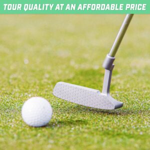 GoSports GS1 Tour Golf Putter – 34” Right-Handed Blade Putter with Milled Face, Choose Oversized Fat Grip or Traditional Grip, Silver