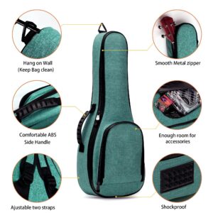 Deviser ukulele case Backpack 12MM Thick Padding ABS Handles ukele case 23/24 Inch Concert ukulele gig bag with picks Sea Blue