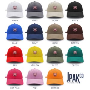 JPAK Pig Baseball Cap Embroidered Cotton Dad Hat - Pork Bacon Pink