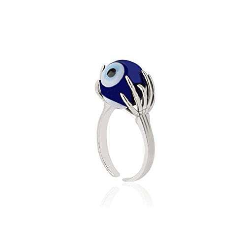 Evil Eye Ring Jewelry for Women and Men that Brings Luck and Protect from Dark Forces- Awesome Look and Great Gift (Silver Plated)